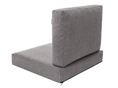 HOBBYGARDEN Miatech poduszka na fotel rattanowy, meble ogrodowe, technorattan do użytku wewnątrz i na zewnątrz, 60 x 55 cm, szara