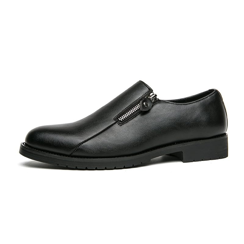 Formal Shoes for Men Slip On Round Toe PU Leather with Side Zipper Oxford Shoes Anti-Slip Rubber Sole Non Slip Casual2