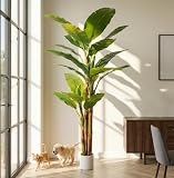 8ft Artificial Banana Tree Extra Tall Fake Plants Indoor for Living Room Large Faux Tree High End Realistic Floor Plant Big Silk Tree for Home Office Pet Friendly Large Indoor Plant Tropical Decor