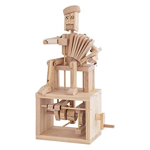TIMBERKITS Accordion Player Automata Musician Mechanical Wooden Puzzle-Model Construction kit, Wood Cover