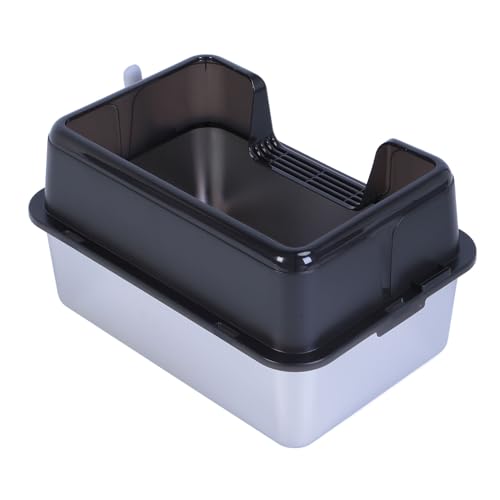 Linho para Gatos Com Cerca Alta, Vaso Sanitário para Gatos de Aço Inoxidável, Prova à Prova de Respi
