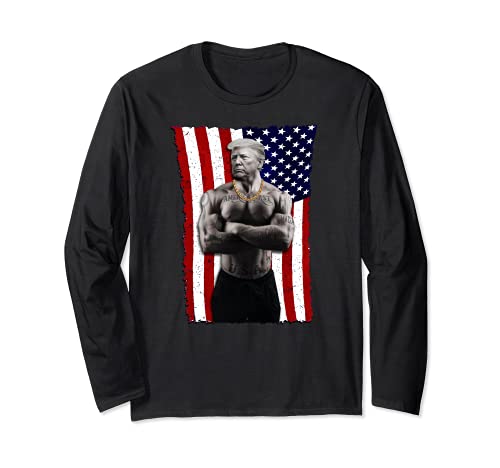 Gangster Pro Donald Trump Tattoo Republican American Flag v4 Long