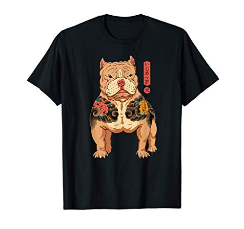 Tatuaggi tradizionali giapponesi su disegno American Bully dell'artista Vincent Trinidad.