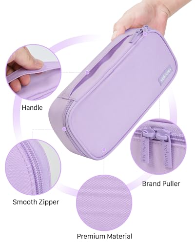 Image of YOKUMA Pencil Case,Large Capacity Pencil Pouch,Aesthetic Zipper Pencil Box, Back to School Supplies for College Student Teen Adults,Travel Essentials,Electronic Cable Organize, Lilac, Pencil Case