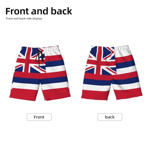 Hawaii Flag Youth Beach Pants, Soft and Breathable, with Drawstring Waist, Suitable for Sports and Leisure.2