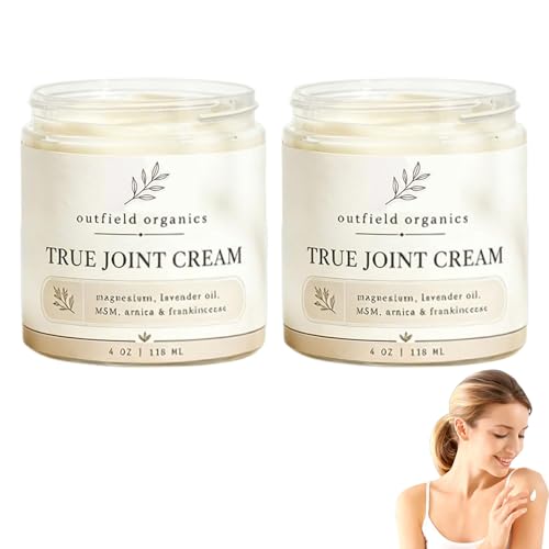 Outfield Organics True Joint Cream Topical Body Cream for Shoulders Knees Elbows & Back Moisturizing Massage Cream 4 oz (2pcs)