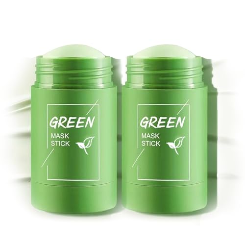 diystar Masque visage thé vert,green mask stick,2PC masque point noir,Deep Cleansing Smearing Mask,green mask stick point noir,masque de nettoyage...