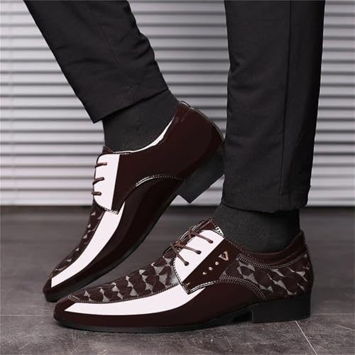 Image of Men's Vintage Elegant Patent Leather Dress Shoes Lace-up Formal Business Oxfords Wedding Prom
