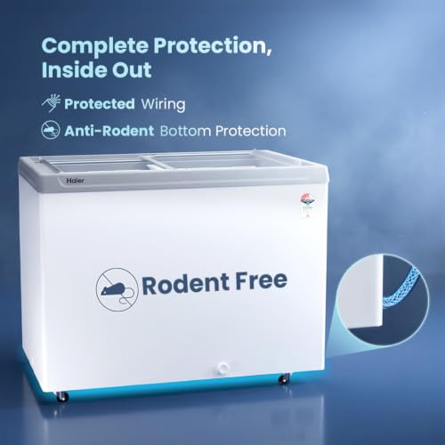 Image of Haier HFC-325G3, Glass Top Freezer, Single Mould Door & Frame, Anti-Rodent Body & Wire, Integrated Lock, with metal Liner inside and 70mm Puff Thickness (White)