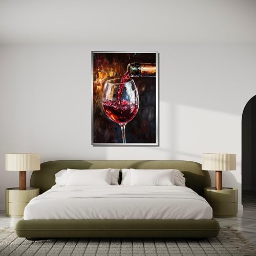 Toile vin rouge peinture abstraite idée cadeau esthétique bar