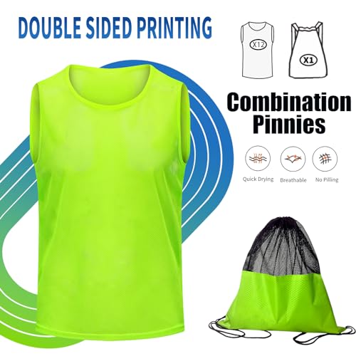 Image of 12 /24 /48Pcs Soccer Pinnies Youth, Scrimmage Team Practice Vests | Mesh Printed and Unprinted Numbers Team Pennies for Basketball Soccer Football Bibs Adults Kids