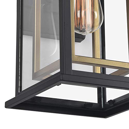 Image of Design House Hayward 1-Light Indoor /Outdoor Wall Light with Clear Glass, Dimmable, Black and Gold Finish - Design House, 588707-BGD
