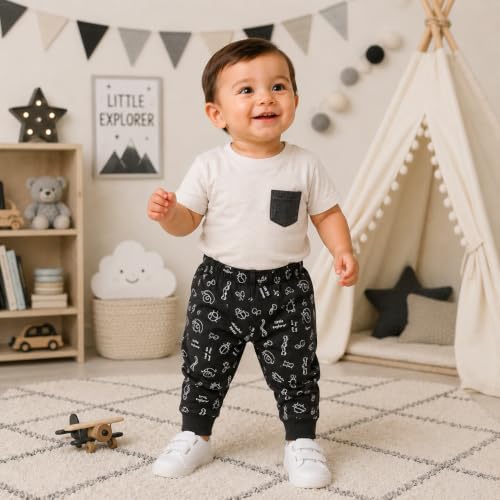 Image of superminis Unisex Baby Cotton Pyjama Set| Elegent Mix Color Printed Bottom Wear for Toddler (Pack of 5)