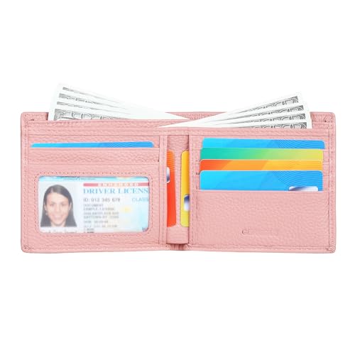 Ultra Slim Small RFID Wallet for Women, Leather Tiny Thin Bifold Pocket Ladies Wallet Short Wallets for Women (Pink)3