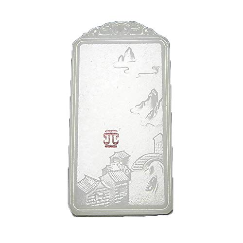 Pendentif de Jade blanc naturel motif montagne et eau coulant collier mixte