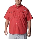 Columbia Men's Bahama II Short Sleeve Shirt, Sunset Red, Large