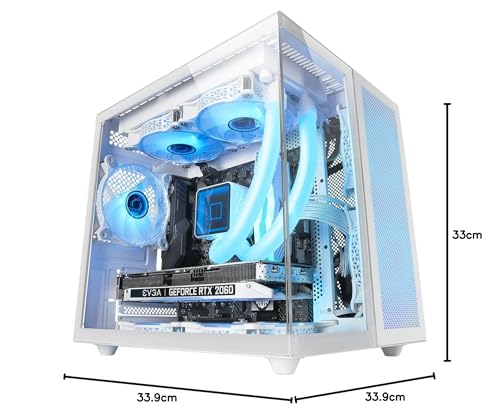 MC-NOVAM, Case Compatto Custom MicroATX, Vetro Temperato Continuo Doppia Finestra, Telaio Modulare Doppia Camera, Griglia Frontale, Supporto Raffreddamento Liquido, Connettore USB-C,Bianco - Case PC - Immagine 6
