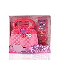 My First Purse Set, Light-Up Heart Flashing Handbag with Makeup, Credit Card & Play Phone, Pretend Play Purse for Little Girls Ages 3+