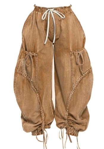Molisry Women's Drawstring Wide Leg Jeans High Wasited Y2K Harem Baggy Pants Denim Casual Streetwear4