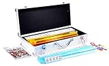 American Mahjong Set with 4 PUSHERS / RACKS COMBO in ALUMINUM CASE (WESTERN Mah jongg 166 Tiles)