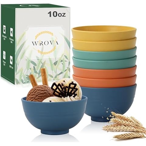 Wrova Wheat Straw 10oz Bowls Set of 8 Cover