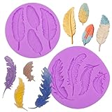 Feather Silicone Fondant Molds Peacock Feather Chocolate Molds for Cake Decoration Candy Cupcake Topper Polymer Clay Crafts Epoxy Resin Set of 2