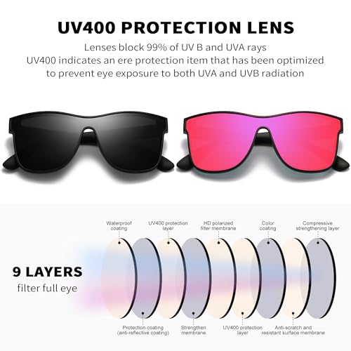 Image of DUBERY Fashion Polarized Sunglasses for Women Men 100% UV Protection Trendy Siamese Lens Shades D8030