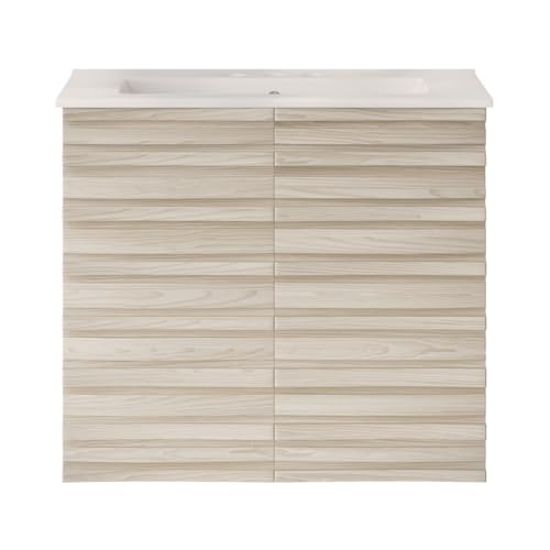Swiss Madison Cascade 24" Wall-Mounted Bathroom Vanity in White Oak