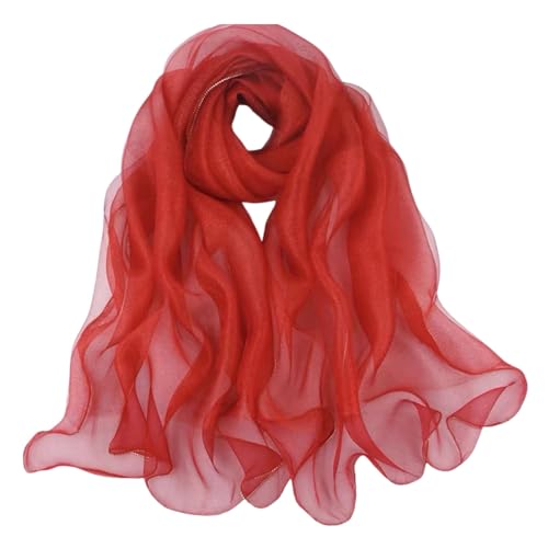 AHTCPO Fashion Scarves, Satin Silk Scarf, Long Lightweight Sunscreen Shawls Wraps, Women Hair Scarves(Red)