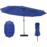 DUMOS 15FT Large Patio Umbrella with Base Included, Heavy Duty Extra Wide...
