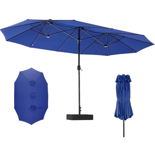 DUMOS 15FT Large Patio Umbrella with Base Included, Heavy Duty