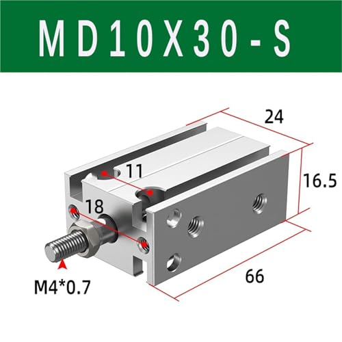 Cylindre multiposition MD10x30S fixe en alliage d'aluminium