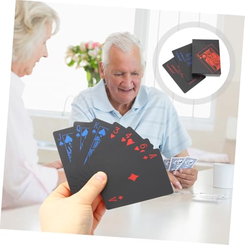 Kisangel Pokerkarten Aus Schwarzem PVC 2 Stück Kompakte Spielkarten Für 2-Spieler Spiele Party Und Familienwettbewerb – Bild 6