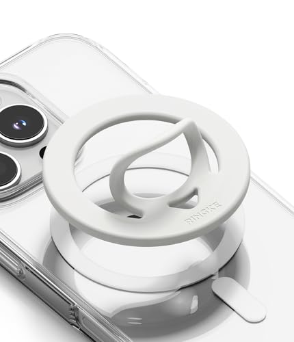 Ringke Dual Magnetic Silicone Ring [Compatible with MagSafe] Phone Grip, Dual-Sided Powerful Magnet, Lightweight (0.04 lb) & Super Slim (0.13 in) Soft Silicone Holder for Gym, Car Mount - White