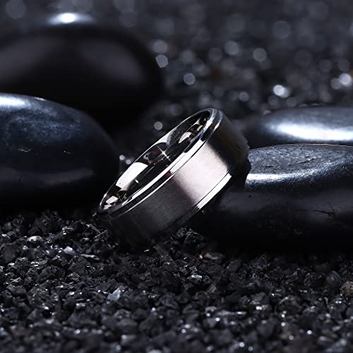 Diamday 8Mm Brushed Matte Men's Ring Stainless Steel Classic Black Silver Wedding Bands For Men Comfort Fit Size 9 #TOP5