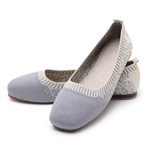 Image of RVROVIC Women Flat Shoes Knitted Lightweight Slip-on Loafers Breathabel Soft Comfortable Ballet Flats