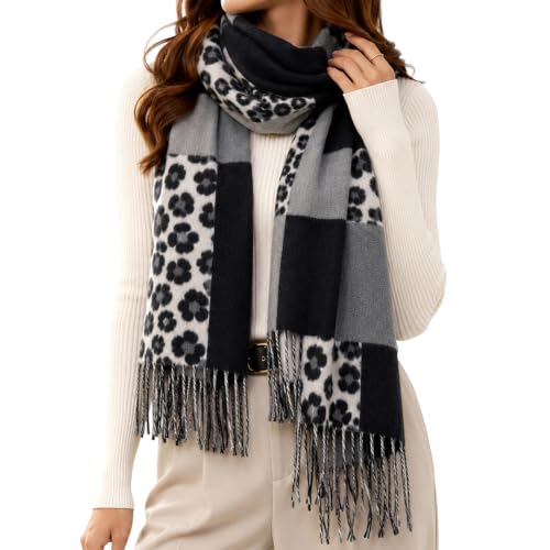 Leopard-Print Fall-Winter-Scarf for Women,Soft-Oversized Blanket-Shawl-Wrap with Tassels(27 x 71'') - Image 6