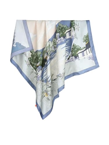 Écharpe en soie femme HangErFeng grand châle bleu anti irritation
