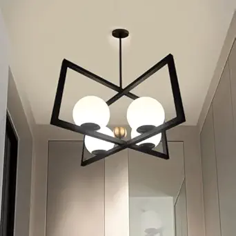 Harold Electricals Simmetria Globe Hanging Light Suitable for Cafe, Kitchen Counter, Dining Area & Living Room- Black Body(Bulb Included) Metal