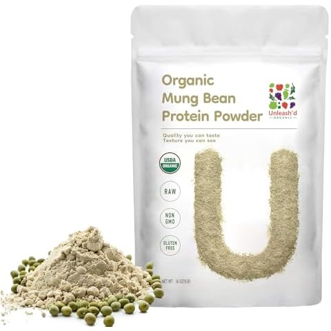 UNLEASH'D ORGANIC Organic Mung Bean Protein Powder 16 oz 100% Pure Natural Green Food, Rich in Vitamins, Minerals, and Dietary Fiber, Supports Immune Health and Digestion Cover