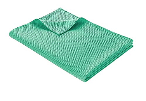 WOHNWOHL Couvre-lit (150x200 cm) • Couverture d'été légère en piqué gaufré • 100% Coton • Couverture de canapé aérée et Polyvalente • Plaid en Coton (Vert Menthe) Cover