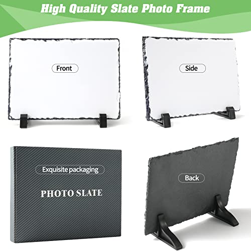 Youke Ola 12 Pack Sublimation Slate Blank Rock Stone Photo Rectangular Frame Heat Transfer Plaque Picture Frame With Display Holder For Diy Craft 5.9 X 7.9 Inch thumb #4