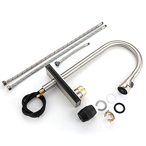 Grifo de cocina abatible de acero inoxidable monomando con rociador 6