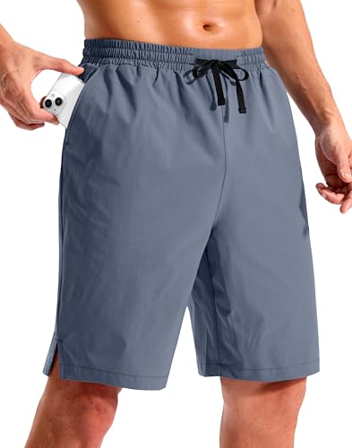 Pudolla Men's Swim Trunks 9"/11" Quick Dry Board Shorts Bathing Suits Beach Shorts for Men with Pockets - No Liner(Grey Blue 9 Inseam-3XL)
