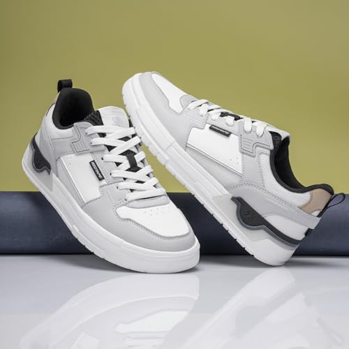 Image of Red Tape Men's Sneakers White Grey Pu Mesh Round Toe Lace-Up