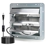 Criditpid 14 Inch Wall Mounted Shutter Exhaust Fan with ON/OFF Switch, High-Speed, Low-Noise Pure Copper Motor, Wall Exhaust Fan for Gable, Shed, Garage, Greenhouse, Kitchen, Attic, 1088CFM, 1450RPM.