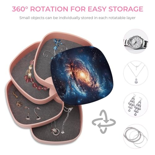 Boîte à bijoux pour collier rotative avec imprimé Voie lactée - 5