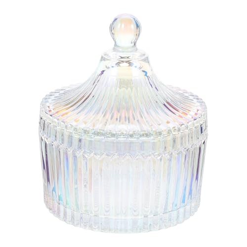 Vaso de vidrio para manicura con tapa pequeño colorido