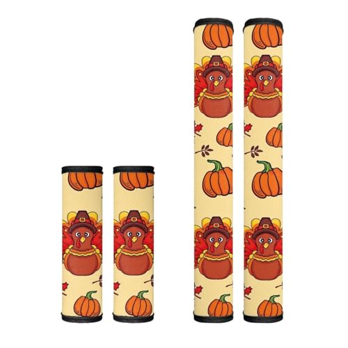 Image of Dreaweet Thanksgiving Turkey Refrigerator Door Handle Covers Set of 4,Antiskid Protector for Fridge Oven Dishwasher Keep Your Kitchen Appliance Clean from Smudges,Food Stains