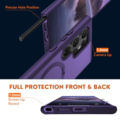 Image of AIBEX Back Cover OStand for Samsung S26 Ultra 5G MagSafe Compatible | Ring Kickstand with Magnetic Alloy Ring Metal | Wireless Charging Support | Scratch Resistant Slim |Armor Protection Case - Purple